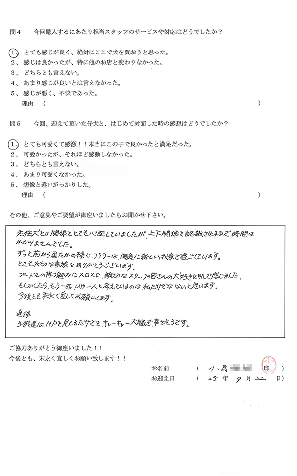 小島様からの声